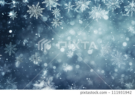 Winter background with snowflakes. Christmas and New Year background. Generative AI 111931942