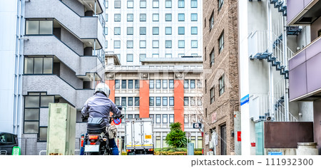 Yokohama city and cruiser bike rear view 111932300
