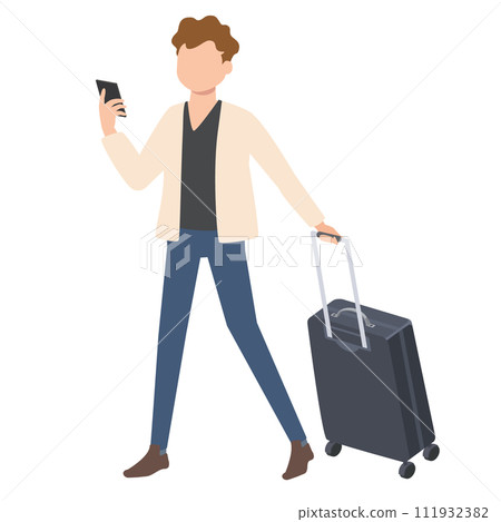 Illustration of a man traveling Illustration of a man traveling 111932382