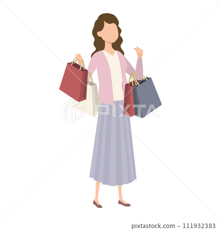 Illustration of a woman holding shopping bags Illustration of a woman holding shopping bags 111932383