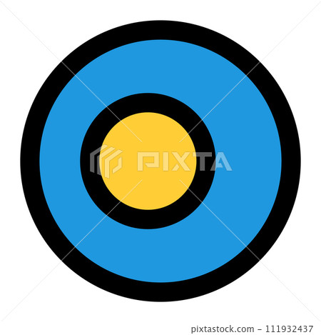 圓形帛琉國旗圖示。向量。 圓形帛琉國旗圖示。向量。 111932437