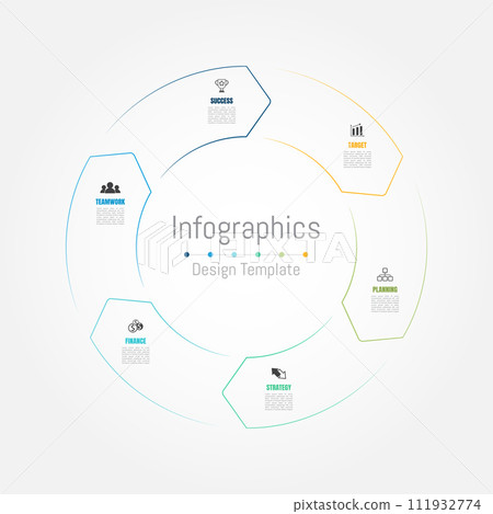 Infographic 6 options design elements for your business data. Vector Illustration. 111932774