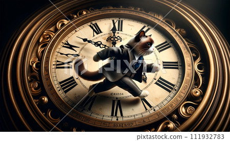 一個被時鐘上運行的時間追逐的商人的插圖 111932783