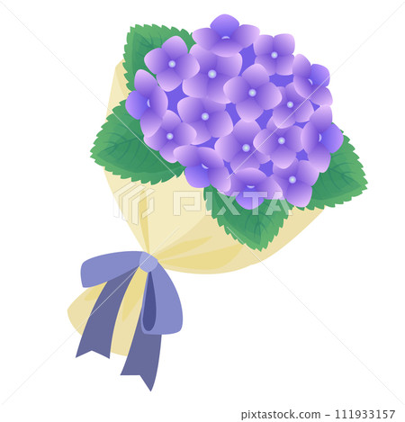 Illustration of a bouquet of hydrangeas 111933157