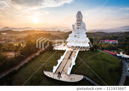 Aerial view of Wat Huay Pla Kang: Goddess of Mercy, in Chiang Rai, Thailand Aerial view of Wat Huay Pla Kang: Goddess of Mercy, in Chiang Rai, Thailand 111933667
