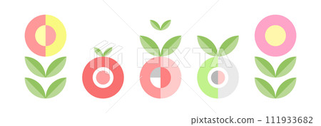 geometry abstract fruit vegetables flowers spring bauhaus background 111933682