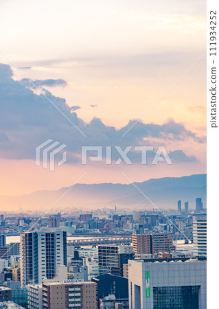 Osaka evening view towards Amagasaki Osaka evening view towards Amagasaki 111934252