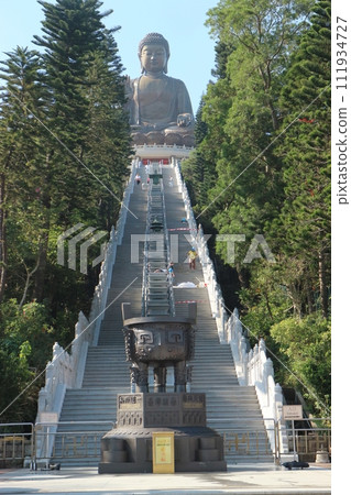 Hong Kong Tian Tan Buddha and stairs 111934727