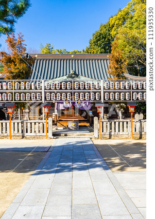 Takarazuka Shrine Worship Hall in Shamachi, Takarazuka City, Hyogo Prefecture (famous spot for the first sunrise of the year) Takarazuka Shrine Worship Hall in Shamachi, Takarazuka City, Hyogo Prefecture (famous spot for the first sunrise of the year) 111935330