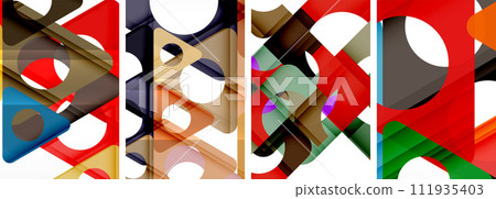 Abstract background set featuring captivating triangles. Harmonious blend of geometry and style, these designs bring modern flair 111935403