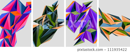 Triangle low poly mosaic posters. Vector illustration For Wallpaper, Banner, Background, Card, Book Illustration, landing page Triangle low poly mosaic posters. Vector illustration For Wallpaper, Banner, Background, Card, Book Illustration, landing page 111935422
