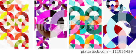 Set of circle lines poster backgrounds. Vector illustration For Wallpaper, Banner, Background, Card, Book Illustration, landing page 111935429