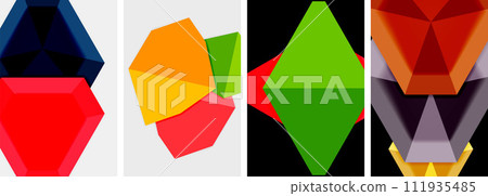 Set of geometric abstract poster backgrounds. Vector illustration For Wallpaper, Banner, Background, Card, Book Illustration, landing page 111935485