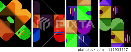 Geometric colorful poster backgrounds with squares and circles Geometric colorful poster backgrounds with squares and circles 111935557