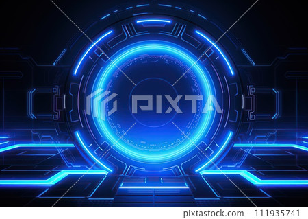 Blue High-Tech Interface Tunnel Vision. Generative AI Blue High-Tech Interface Tunnel Vision. Generative AI 111935741