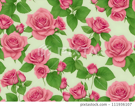 seamless pattern with pink roses 111936107