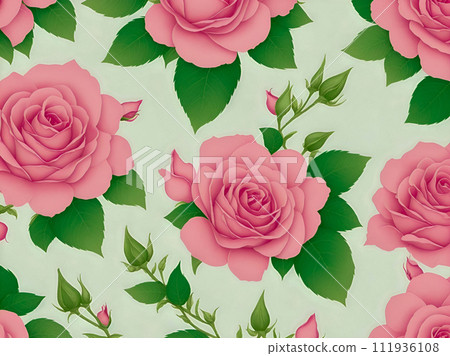 seamless pattern with pink roses seamless pattern with pink roses 111936108