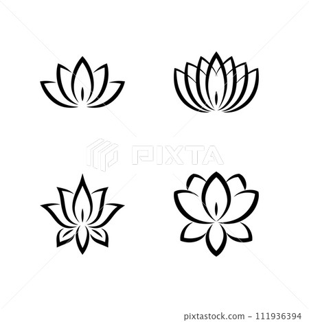Lotus flower icon set 111936394