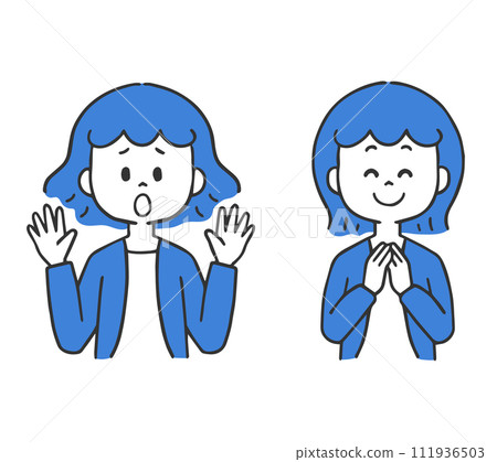 Surprised and grateful woman 111936503