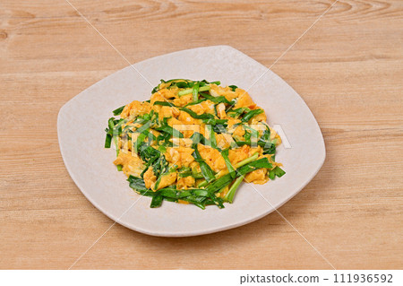 Chive balls, chives, chives, chives, Chinese food, egg dishes, chives. 111936592