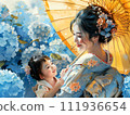 Hydrangea, mother and child's love 111936654