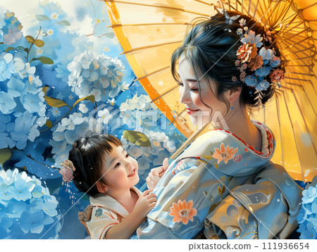 Hydrangea, mother and child's love Hydrangea, mother and child's love 111936654