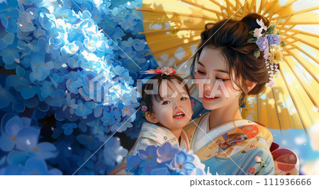 繡球花，媽媽和孩子的愛_wide 111936666