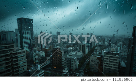 大城市下雨的風景 111936905