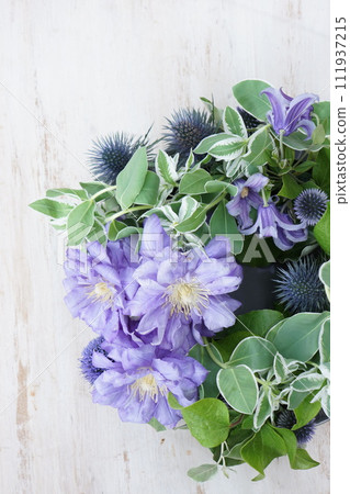 wreath of purple flowers wreath of purple flowers 111937215