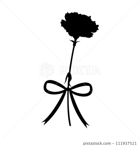 Single carnation and ribbon silhouette, icon, vector Single carnation and ribbon silhouette, icon, vector 111937521
