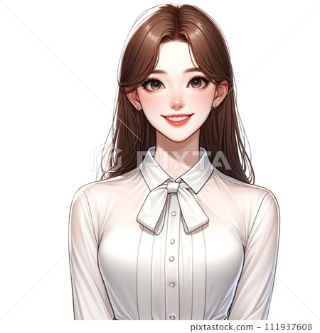 白襯衫長髮睜大眼睛AI創造的接待員 111937608