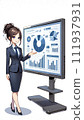 使用顯示器演講的女商人 111937931