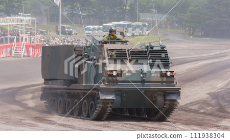 Ground Self-Defense Force multiple rocket system MLRS on parade Ground Self-Defense Force multiple rocket system MLRS on parade 111938304