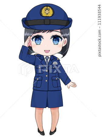 穿著制服敬禮的女警官 穿著制服敬禮的女警官 111938544