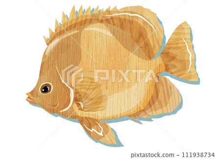熱帶魚的木雕插圖 111938734