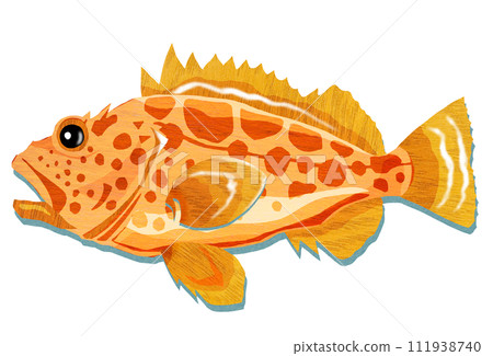 石斑魚的木雕插圖 石斑魚的木雕插圖 111938740