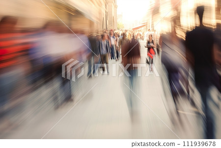 Abstract blurred background of business busy people walking on sidewalk at business center in the city. Abstract blurred background of business busy people walking on sidewalk at business center in the city. 111939678