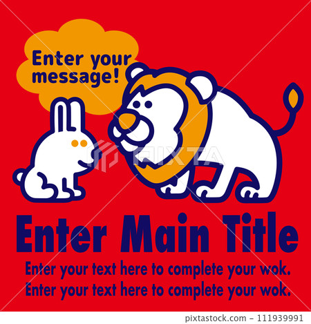 Animal sign board rabbit & lion 111939991