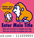 Animal sign board gorilla parent and child 111939993