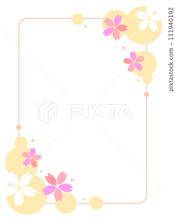 黃色日本圖案和櫻花框架 111940192