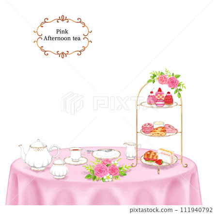 Spring-like pink afternoon tea Spring-like pink afternoon tea 111940792