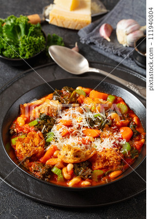 ribollita, italian soup with bread, beans, veggies ribollita, italian soup with bread, beans, veggies 111940804