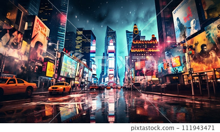 A rainy day in Time Square 111943471