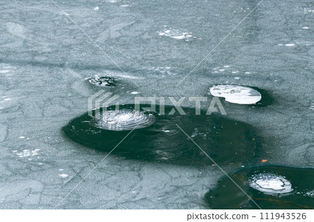 Frozen ice surface natural lake Frozen ice surface natural lake 111943526