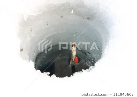 Ice smelt fishing scene Ice smelt fishing scene 111943602