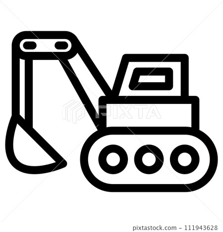 Line drawing vehicle icon illustration excavator car 111943628