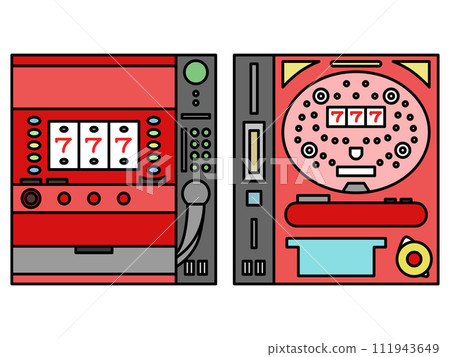 Color pachinko slot icon set with ball lending machine 111943649
