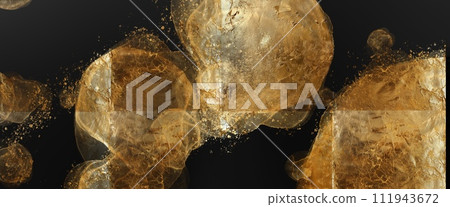 Dark abstract art with a golden glow 111943672