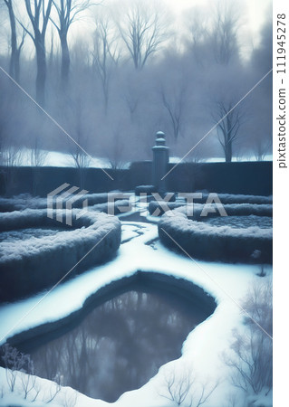 Nature winter snow european botanic garden landscape Nature winter snow european botanic garden landscape 111945278