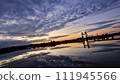 Chikugo River lift bridge and sunrise 111945566